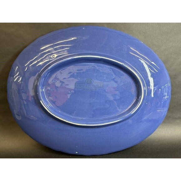 Large Blue Ceramic Antica Fornace Ceramiche da Tavola Serving Oval Platter  Used - Picture 2 of 11